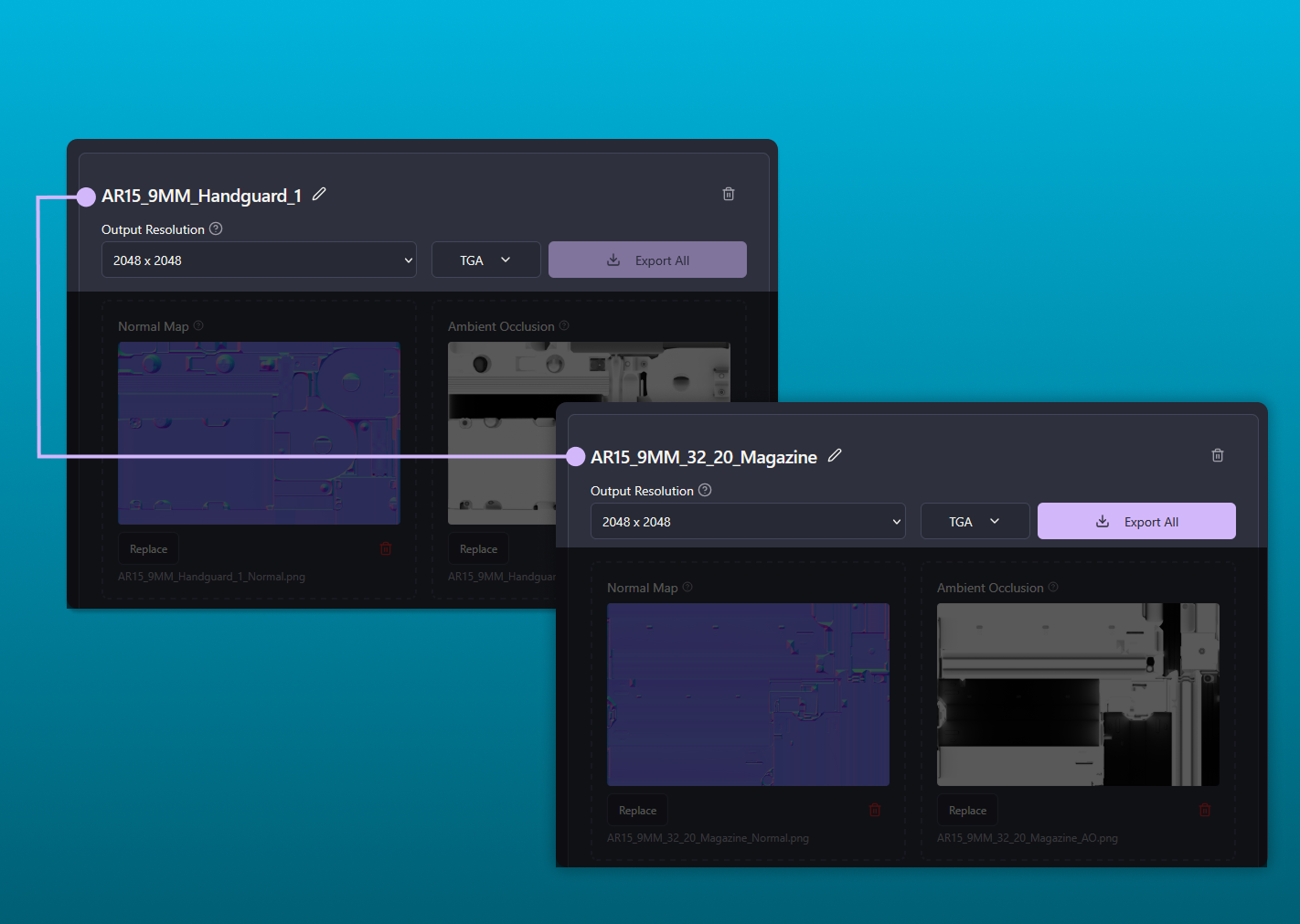 Texture Wizard automatically grouping uploaded files into matching texture sets